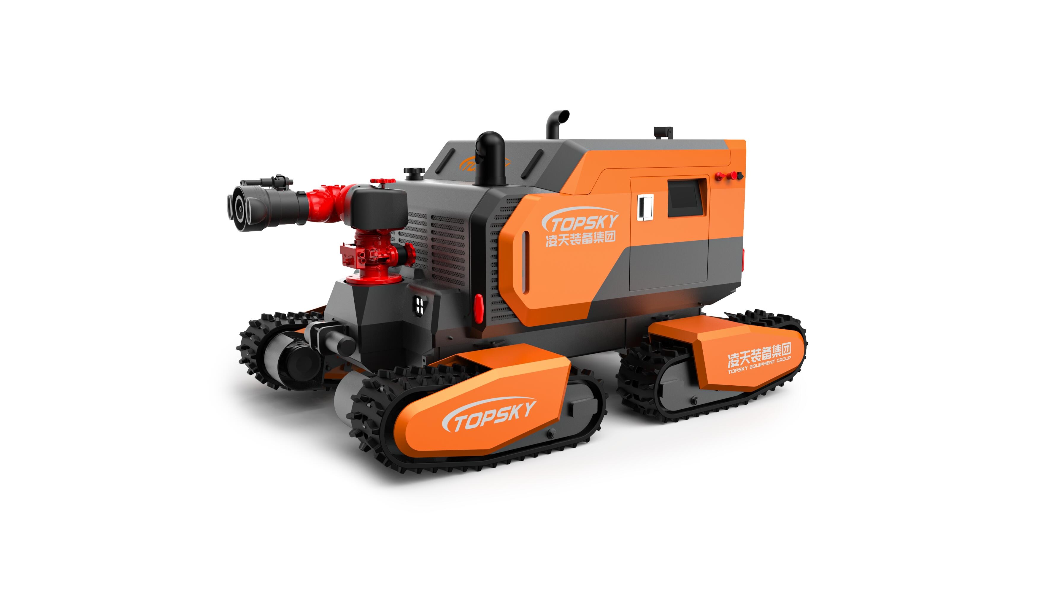 全地形消防滅火機器人 （第2代，四履帶，油動液壓、150進口消防水炮）